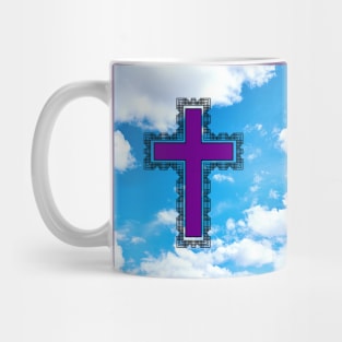 Purple Christian Cross In The sky Mug